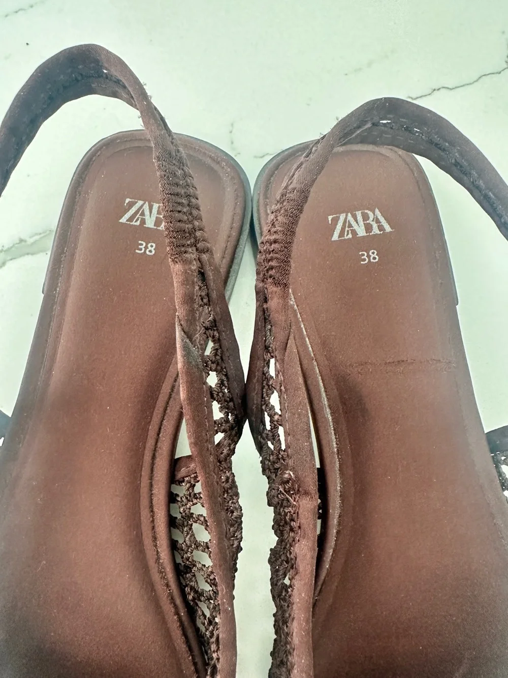 Zara Brown Crochet Slingback Flats - Picture 5 of 6